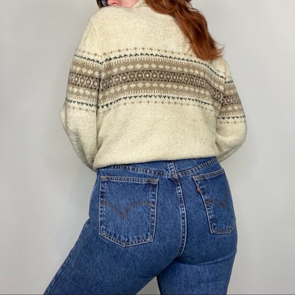 Vintage Y2K Size XL Croft & Barrow Neutral Tan Oversized Fuzzy Cowl Neck Sweater - Picture 8 of 12